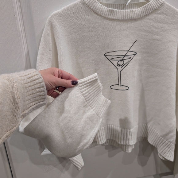 moon & madison White Sweater with Martini Design - Picture 3 of 5